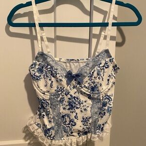 SHEIN Blue Floral Lace Camisole